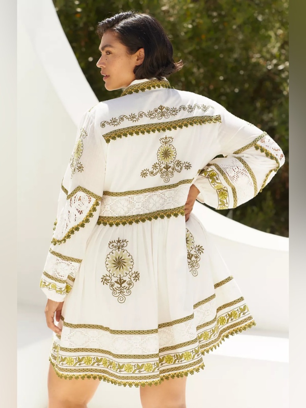 Anthropologie Maeve Long-Sleeve Embroidered Boho Mini Dress - Picture 7 of 11